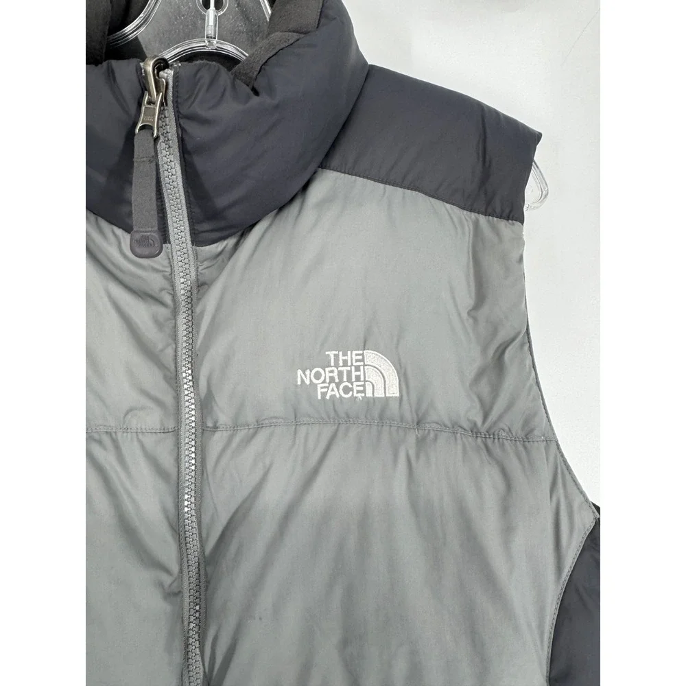 The North Face Nuptse Puffer‎ Vest Mens Medium Grey Black 550 Down Insulated